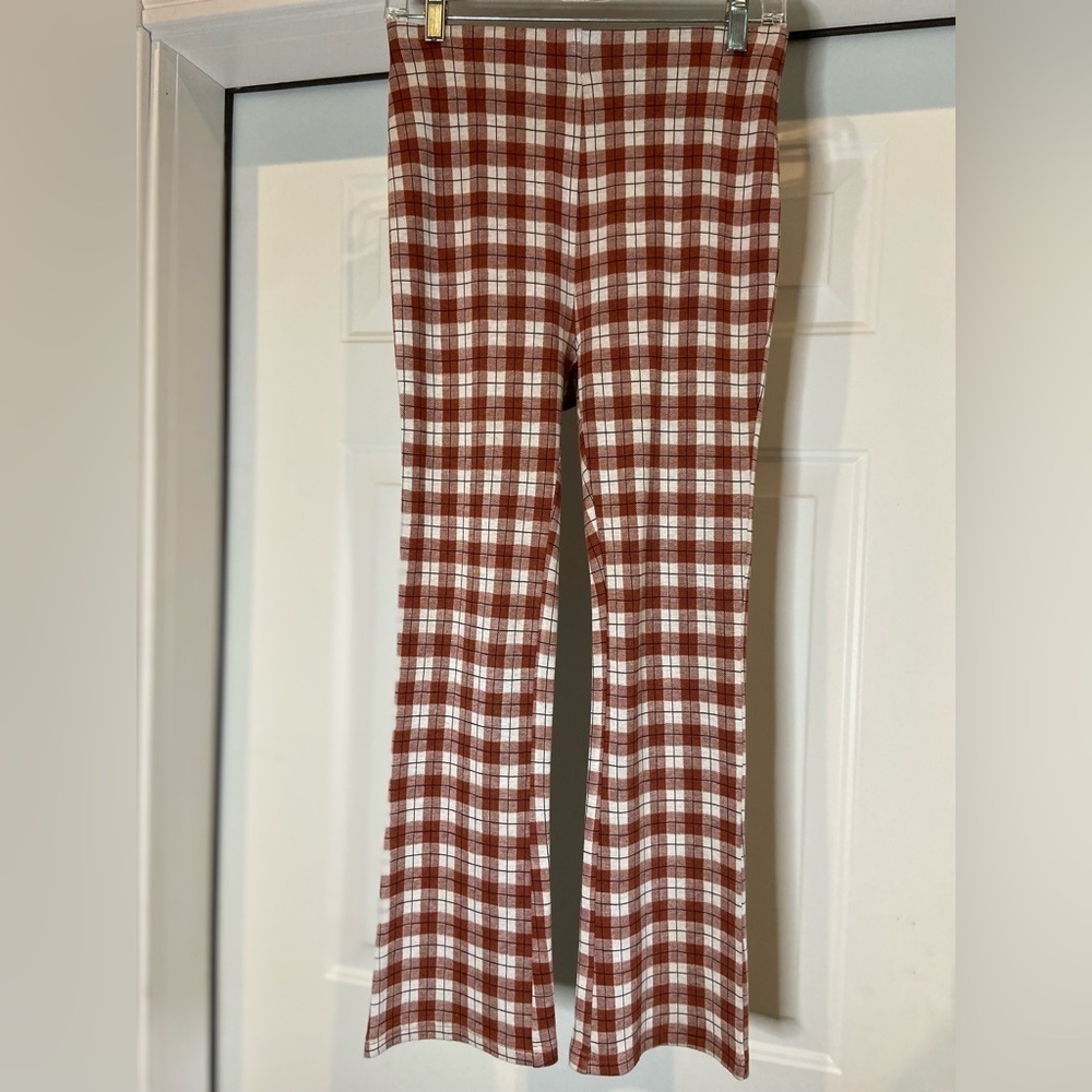 Hope Ave.~NWT~Lightweight~Plaid Print~Slim Fit~Slight Flare~Knit Pant~Size S